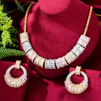 godki new gorgeous luxury shing charm diy necklace earrings jewelry sets high quality cubic zircon party show gift accessories