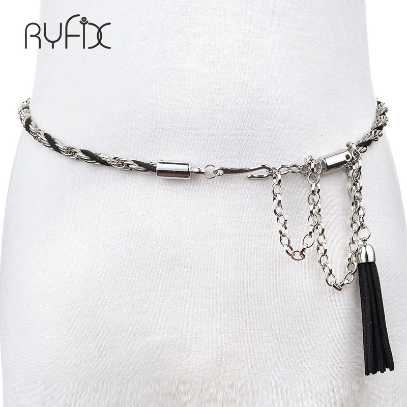 

Ремень с металлической цепочкой для женщин, дизайнерский пояс цвета металлик и золото, для платьев с кисточками, BL269