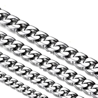3mm 5mm 7mm 13mm stainless steel miami cuban link chains necklaces silver for men women basic punk chunky jewelry free shipping