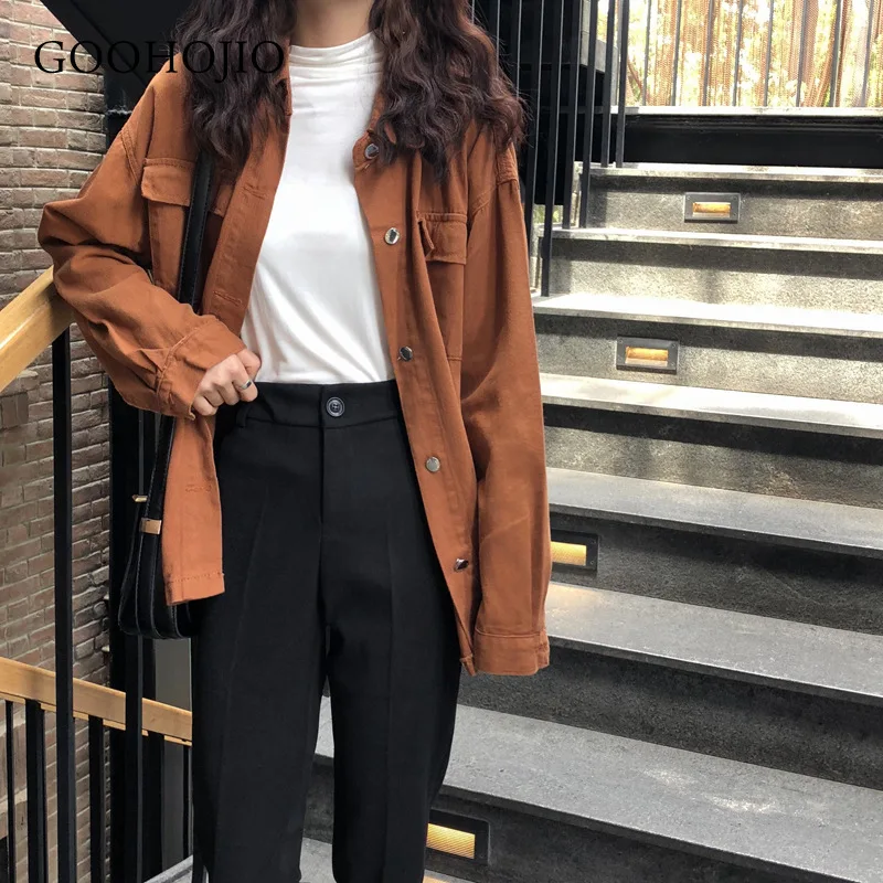 

GOOHOJIO 2021 New Spring and Autumn Solid Color Cowboy Jackets Women Fashionable Jackets for Women Casual Chic Women Jackets
