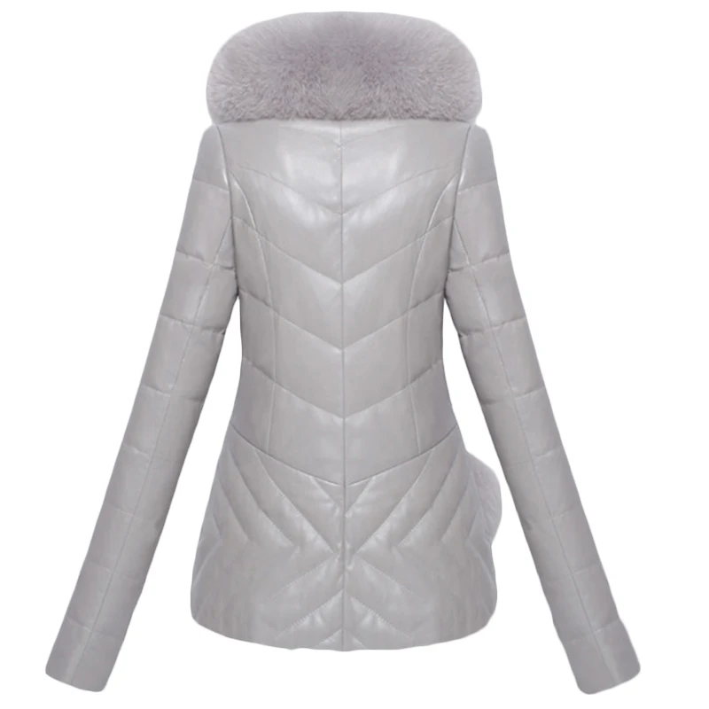 Women Imitation Faux fox fur collar PU Leather Jacket Winter Short Jackets Plus size Womens Fur stitching F1083 | Женская одежда