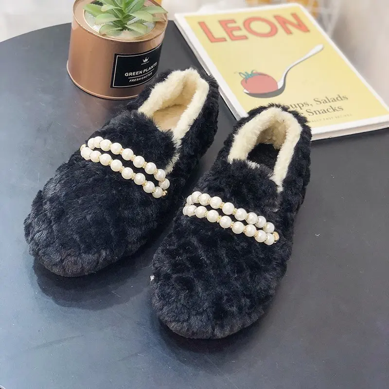 

Plush Shoes Women Winter 2021 New Style Plus Cashmere Warm Peas Shoes Lazy Shoes New Style Cotton Shoes Women’s Shoes