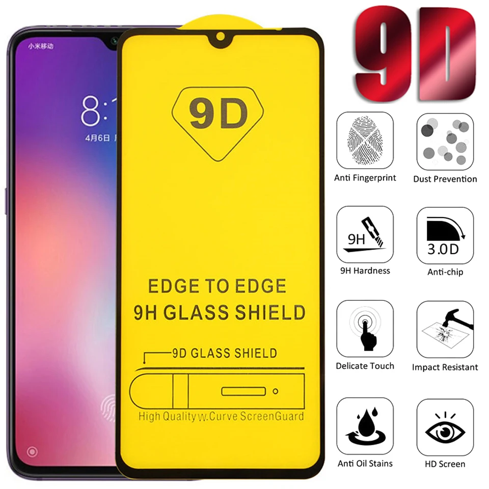 

5Pcs 9D Tempered Glass For Xiaomi 10T 10 Lite Screen Protector Glass Film For Mi Play 8se 8 9 Pro 9SE 9X 9T CC9 Protective Glass