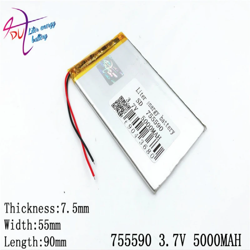 3 7 V 5000mAH 755590 PLIB полимерный литий ионный/литий ионный аккумулятор для dvr GPS mp3 mp4