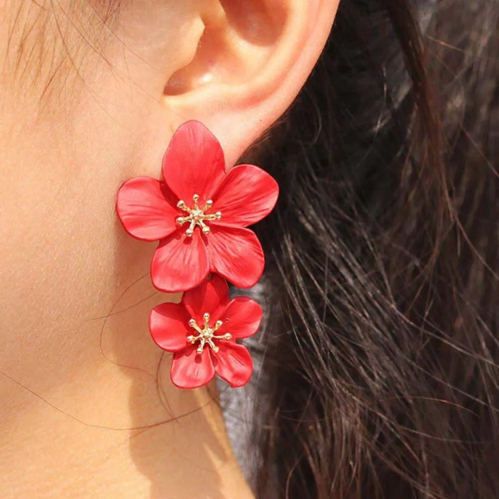 Женские длинные серьги гвоздики BLUELANS Винтажные золотого цвета с геометрическим