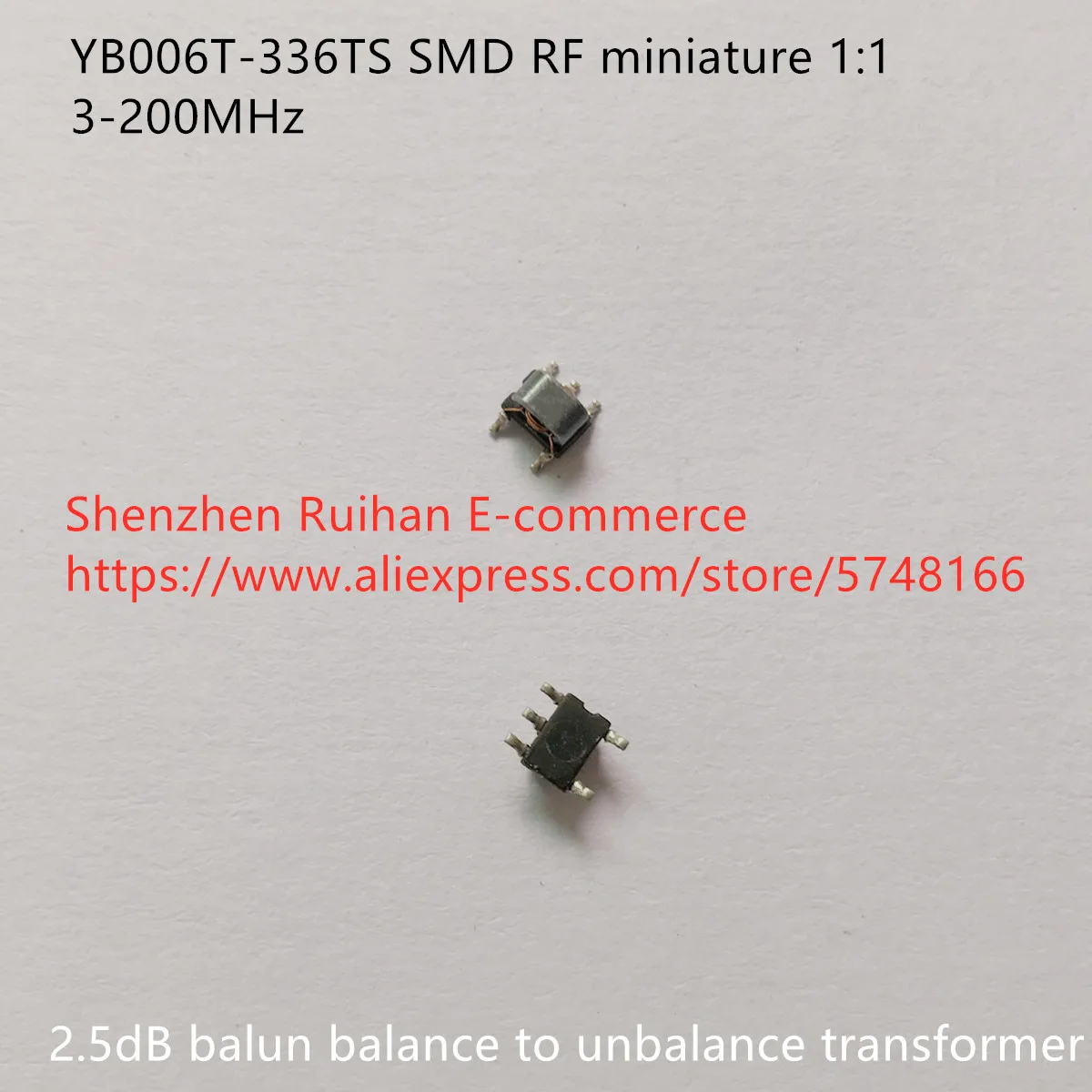 Оригинальный новый 100% YB006T-336TS SMD RF миниатюрный 1:1 3-200 МГц 2 5 дБ балун баланс для