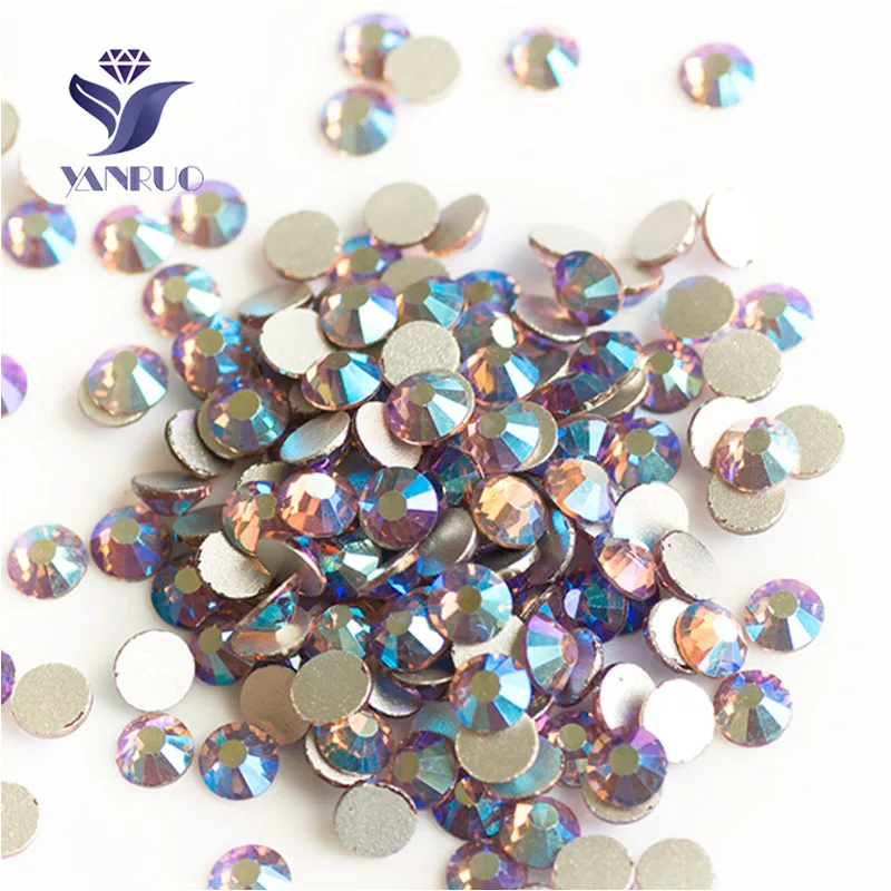 

YANRUO 2058NoHF светильник аметист AB не горячей фиксации стеклянные стразы камни Клей на плоской задней части камни для одежды