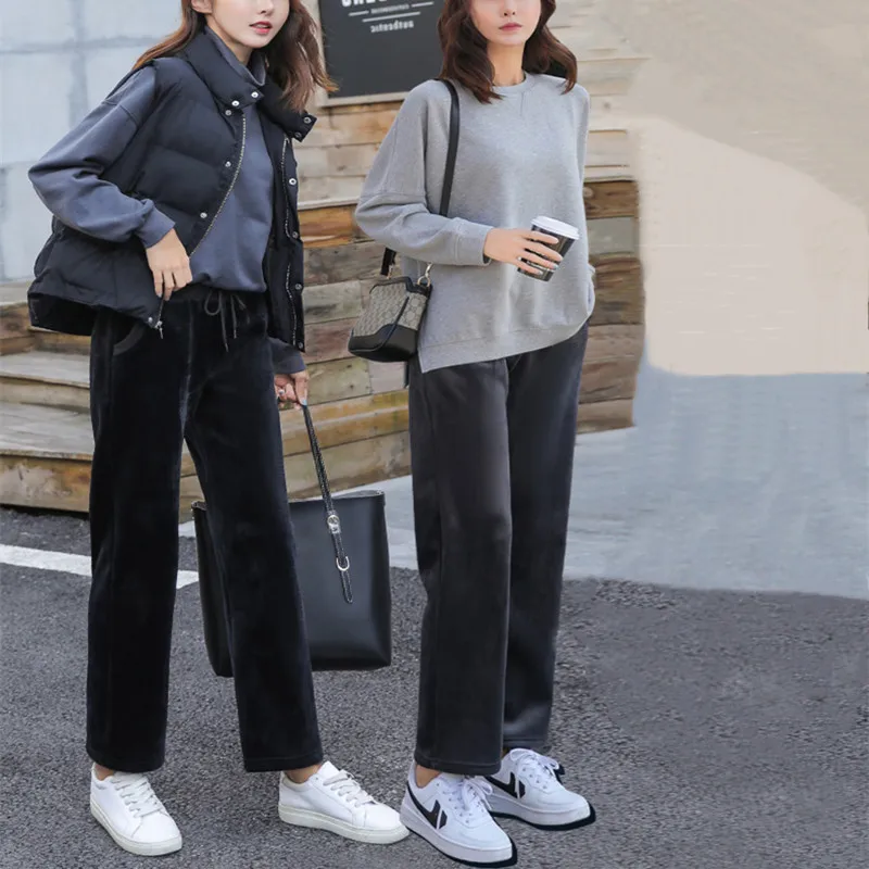 

Брюки женские зимние вельветовые прямые с высокой талией, теплые, 2020