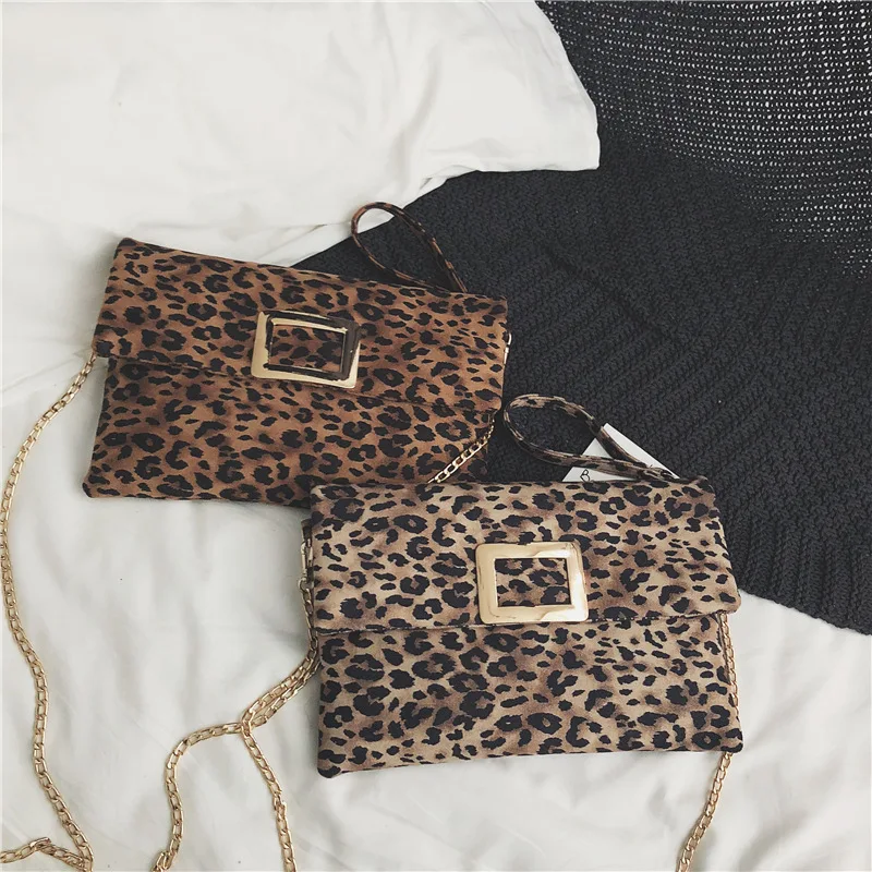 Envelope Clutches Crossbody-Bag Shoulder Handbag Leopard Vintage Chain Messenger Women | Багаж и сумки
