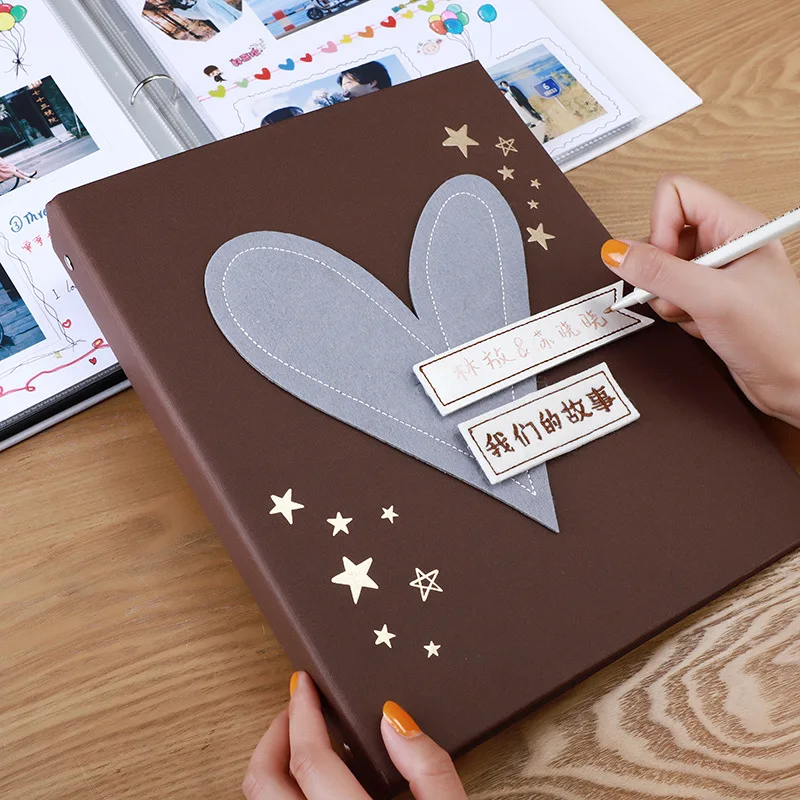 

A4 Hand-painted Paste Diy Photo Album Couple Love Hand Account Record Commemorative Book Birthday Gift Set