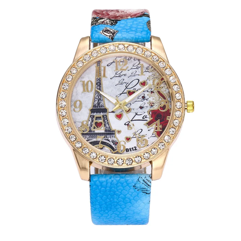 

Vintage Women Watches Paris Eiffel Tower Women Fashion Watch Crystal Leather Quartz Wristwatch For Female Clock Relogio Feminino