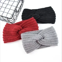 european and american knitted cross wool headband ear protection headgear hand woven headband fashion warm hair accessories