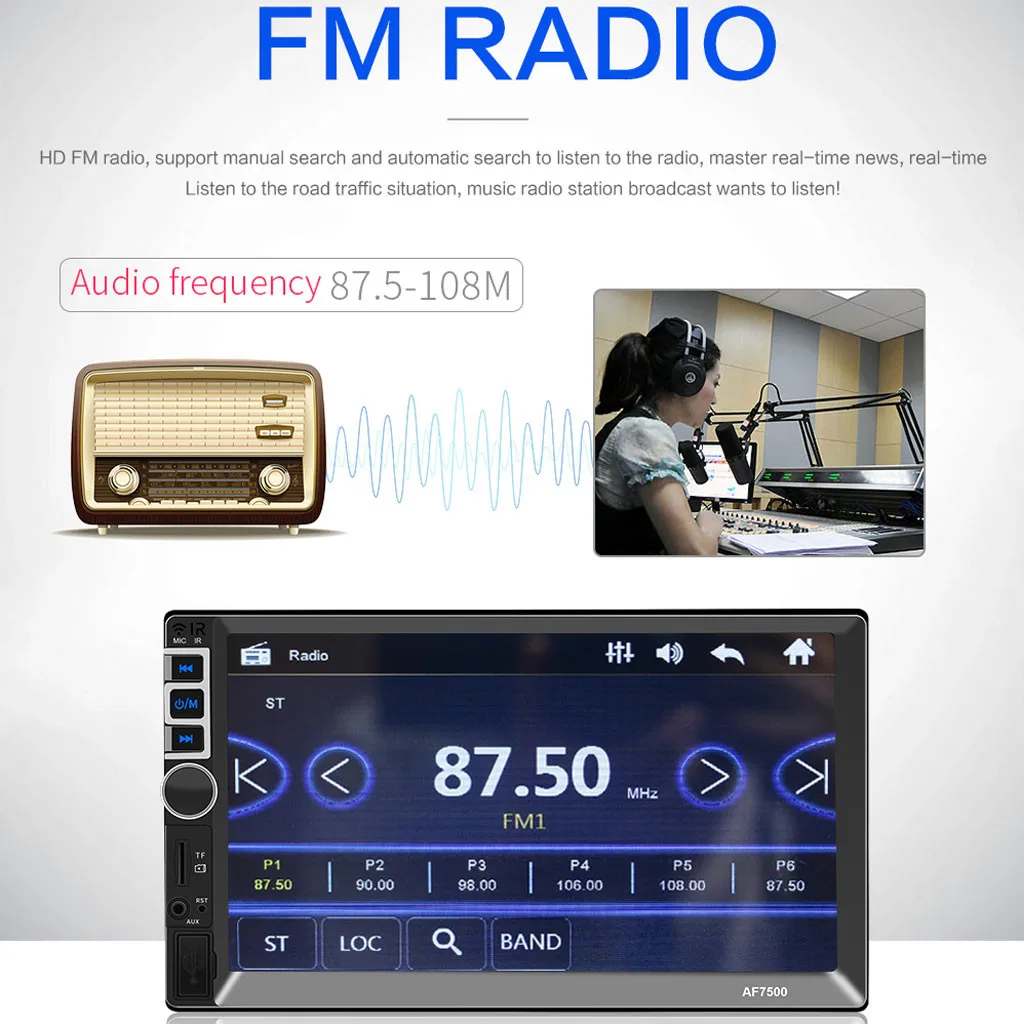OMESHIN Автомагнитола HD " сенсорный экран стерео Bluetooth 12 В 2 Din FM ISO мощность Aux вход Авто MP5 плеер USB2.0 7005 Jly16