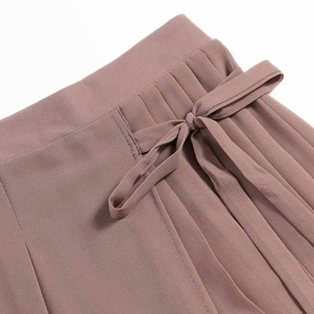 

Casual Women Pants Solid Color Wide Leg High Waist Pleated Loose Slacks Trousers Ankle Length Pants Casual trouser Elastic Waist