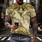 Мужская футболка с 3D-принтом KYKU, Повседневная футболка с принтом карты, в стиле ретро, лето