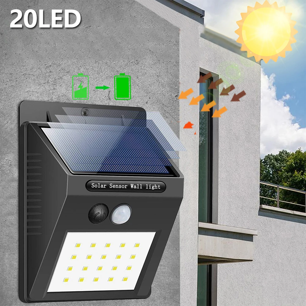 20 LED Outdoor Solar Power Lamp Light with PIR Motion Sensor Use For Street Yard Path Wall | Освещение