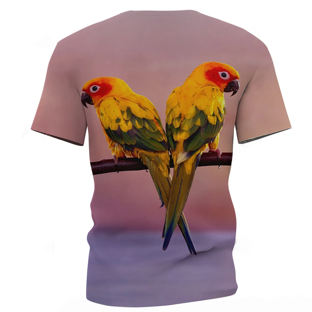 

2021 summer new men's T-shirt 3D animal parrot graphic print T-shirt casual fashion hip-hop round neck short sleeve clothing