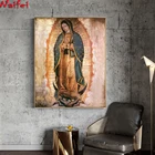 Алмазная 5D картина для рукоделия, наборы для вышивки крестиком, религиозная картина Гуадалупе, полноразмерная круглая Стразы