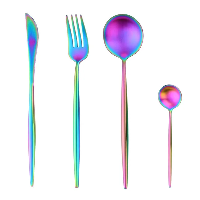 1set4pcs Горячие Черные столовые приборы набор мат золото посуда нержавеющая сталь нож столовая вилка набор Западная еда ужин сервис набор Прямая поставка - Цвет: 1set4pcs