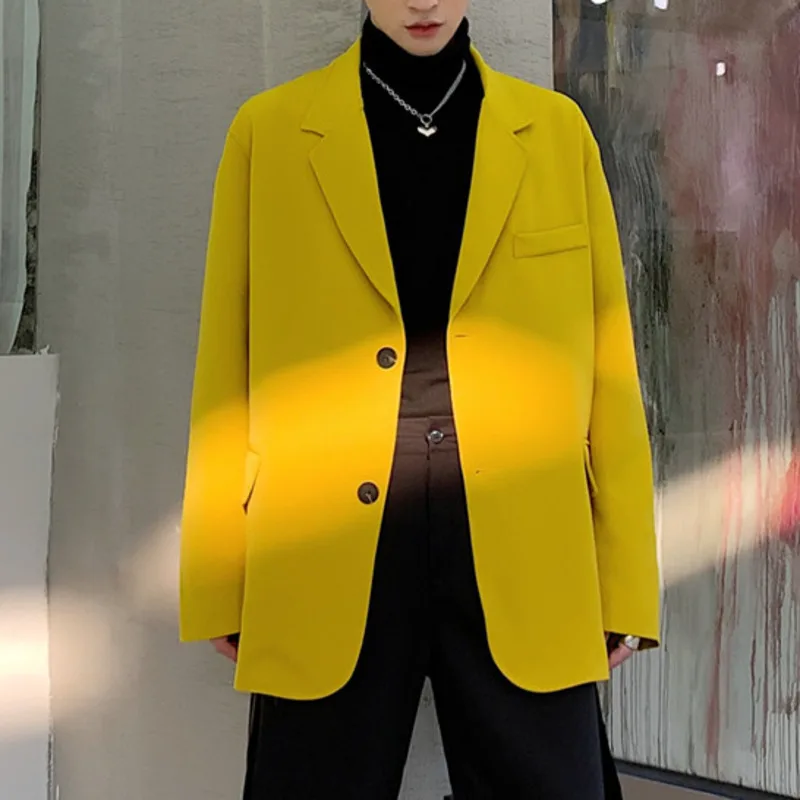 Мужской повседневный Блейзер японский уличный костюм в стиле хип-хоп с газовой