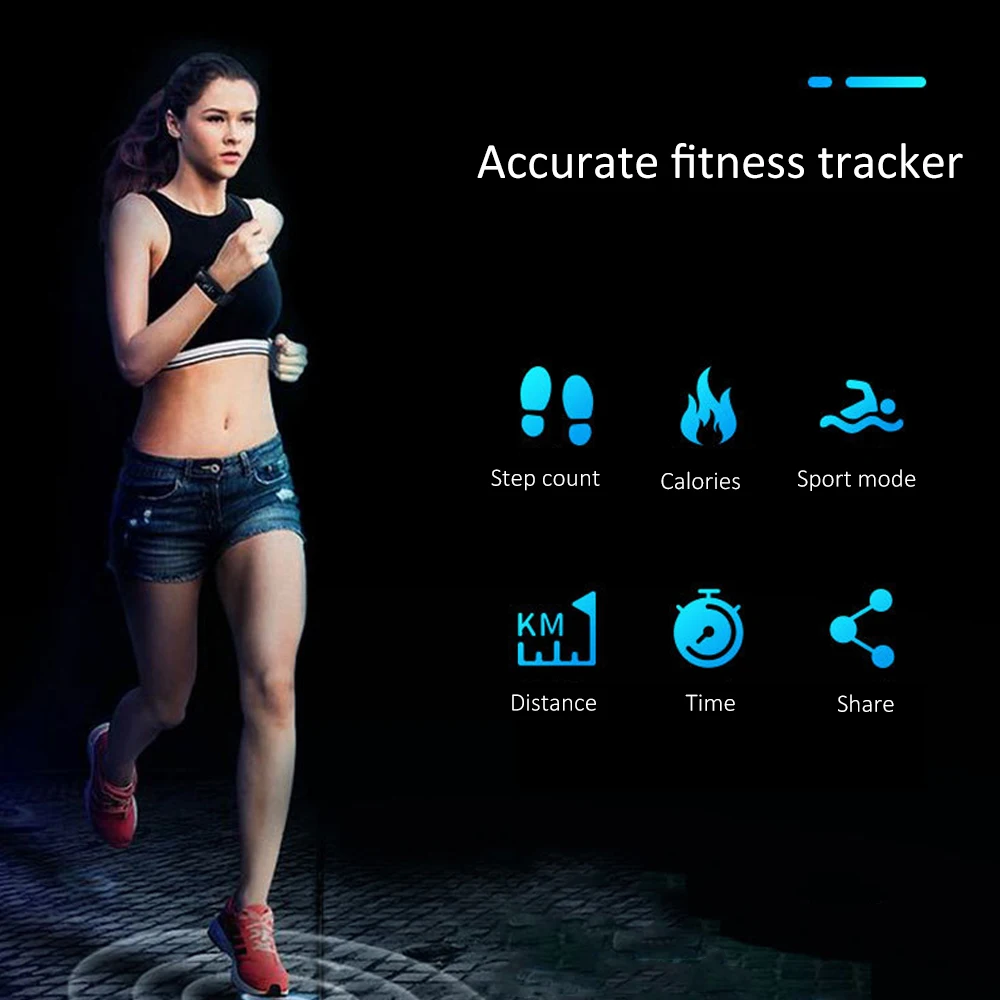 

IP67 Waterproof Smart Watch Fitness Tracker Smart Bracelet Heart Rate Blood Pressure Blood Oxygen Monitor Step Counter Calorie