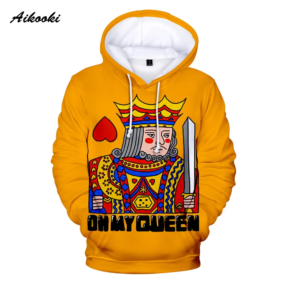 

Толстовка Мужская/женская с капюшоном, Модный свитшот с 3D-принтом KING QUEEN и игральными картами, Тонкая зимняя кофта с капюшоном для мальчиков ...