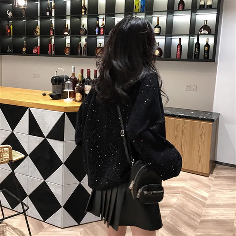 Женская Блестящая футболка блестки в виде пайеток пуловер новинка осень-зима 2019