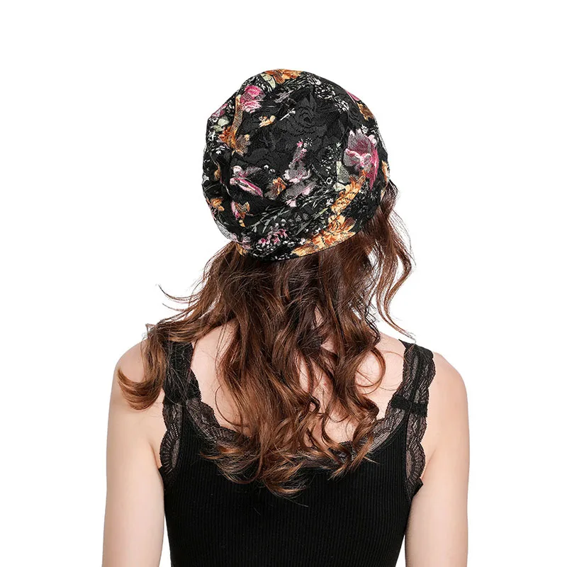 Женские кружевные шапки с большими цветами головной убор весенне-летний модные