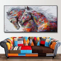 watercolour running horses oil painting on canvas art poster and prints animal picture on wall painting for nordic decoration