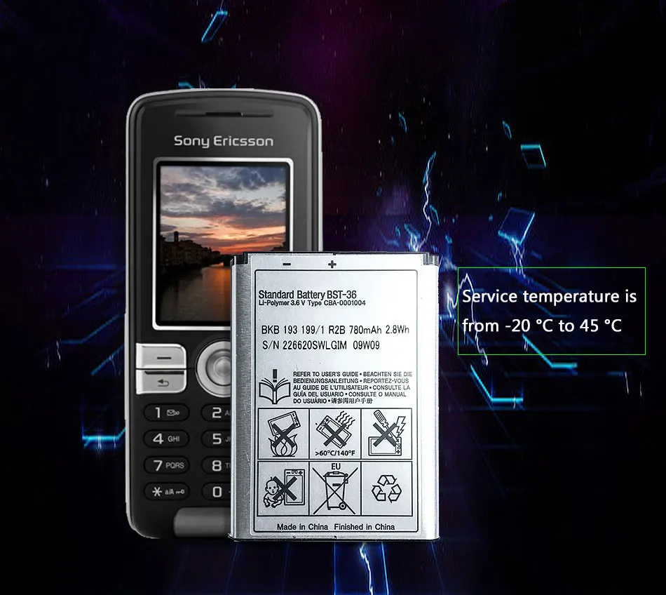 Kikiss Батарея BST-36 780 МА-ч для sony Ericsson J300 K510i Z550a K310 J300C X0001 Z550C K320 K310i W200 Z550i Z558 K310c K510c