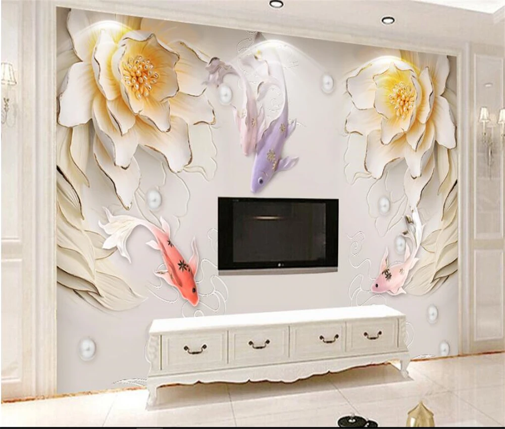 

beibehang Large custom 3D embossed new Chinese rich and more left peony jewelry three-dimensional background decoration