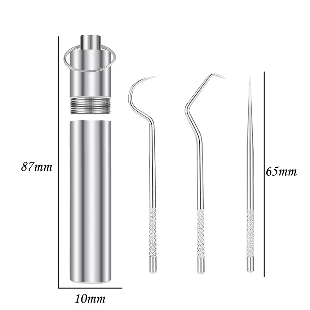

3Pcs Metal Portable Toothpick Holder, Small Toothpick Holder Waterproof Case Toothpick with Keychain for Outdoor Picnic/Camping