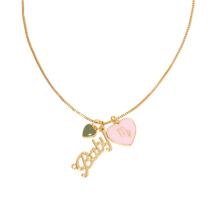 

2021 Ins Gold Chain Star Heart Leaf Baby Letters Choker Necklaces Trendy Korean Fashion Chic Women Party Jewelry
