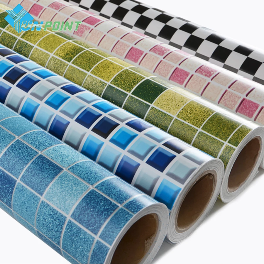 

PVC Mosaic Tiles Wallpaper Bathroom Toilet Pool Waterproof Stickers Kitchen Oilproof Wall Stickers DIY Self-adhesive Home Decor