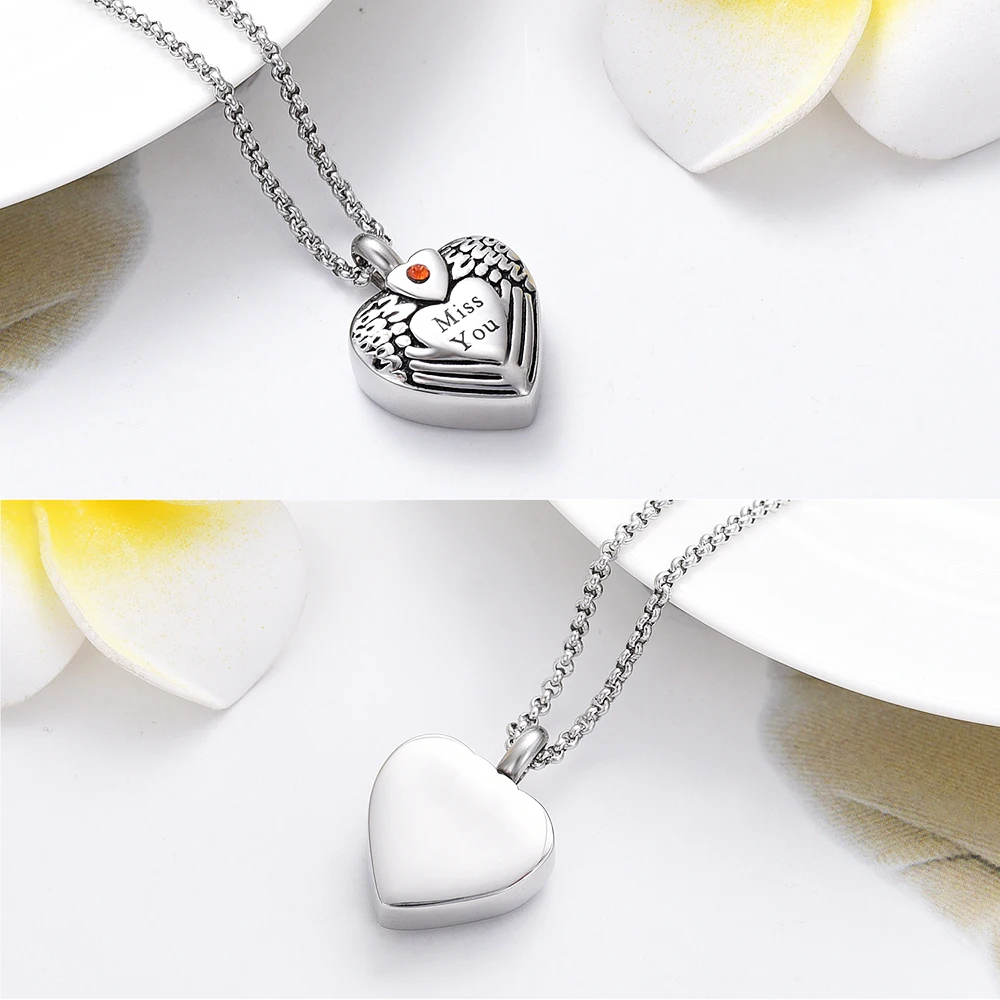 Ожерелье для кремации крыльев Ангела IJD8469 из нержавеющей стали урны золы