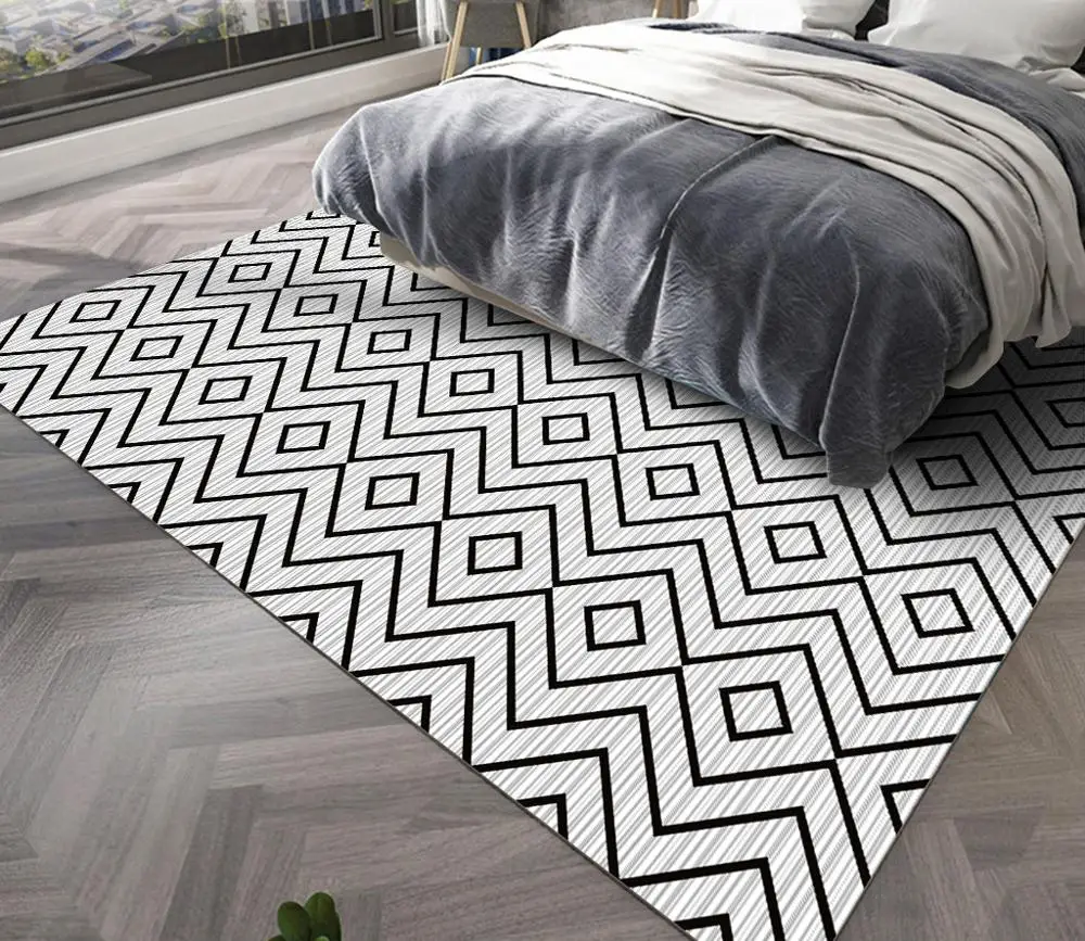 

Hot Sales Carpet Bedroom Area Rugs Modern Style Bedroom Living Room Anti-slip Door Mat Floor Mat Geometric Style