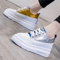 ankle boots womens cow leather fashion sneakers high heels lace up round toe oxfords creepers comfort shoes travel school