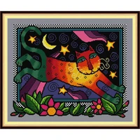 everlasting love rainbow cat chinese cross stitch kits ecological cotton printed clear 14ct 11ct diy wedding decoration for home