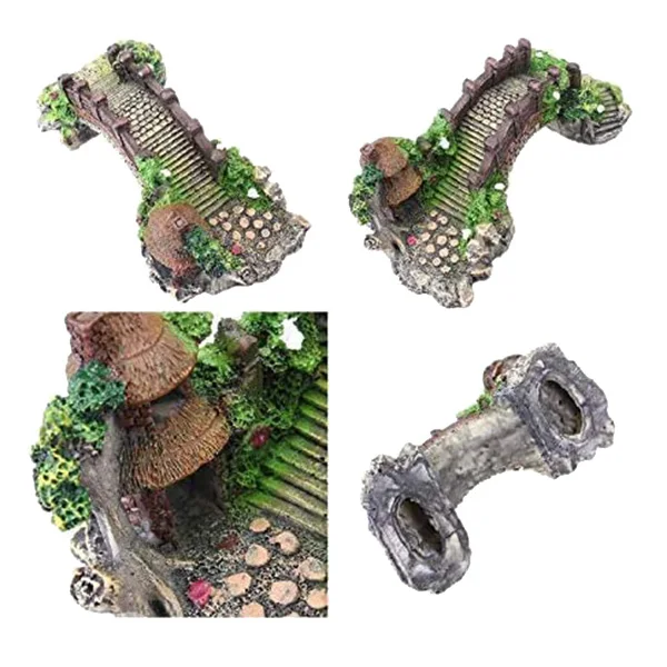 

Fish Tank Decoration Aquarium Ornament Miniature Resin Bridge,7.5X3.3X2.5 Inch , for Aquariums, Fish Tank, Gardens