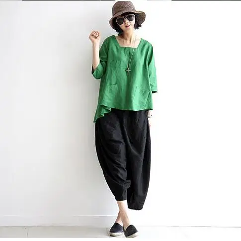 Туника 2020 Новая летняя Этническая винтажная блузка из хлопка и льна женская