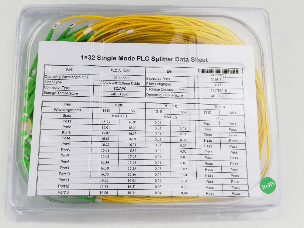 Бесплатная доставка 1x32 ПЛК-Сплиттер SC APC 1 м FTTH оптоволоконный АБС-пластик |