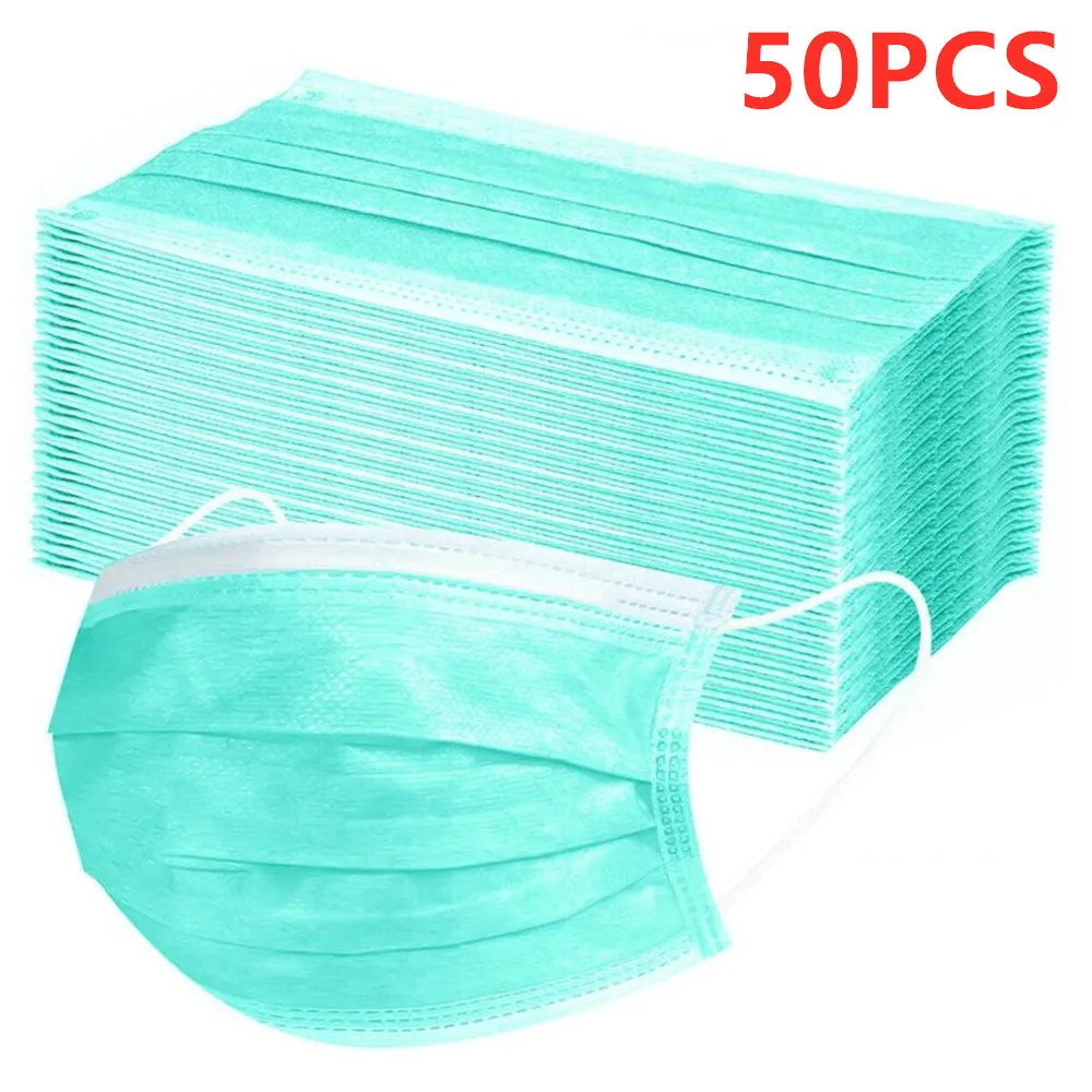 

50pcs Disposable Kids Face Mask Non Woven 3 Layer Dust Breathable Gauze Mask Green Infant Face Mouth Mask For Children