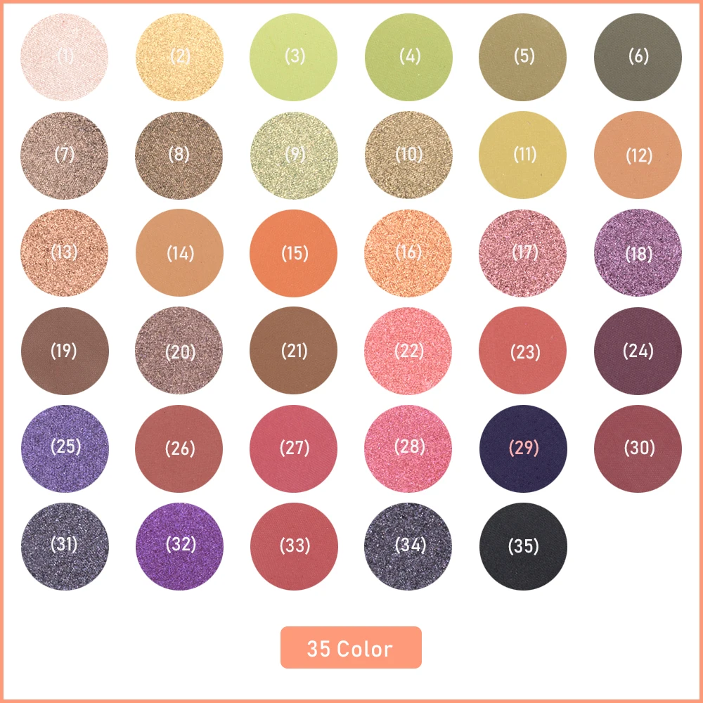 BEAUTY GLAZED 35 цветов Палитра теней для век стойкие матовые мерцающие блестящие