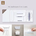 Оригинальный HL Ванная комната 5 in1 комплекты для мыла зуб крюк коробка хранения и держатель телефона для Ванная комната душевой инструмент