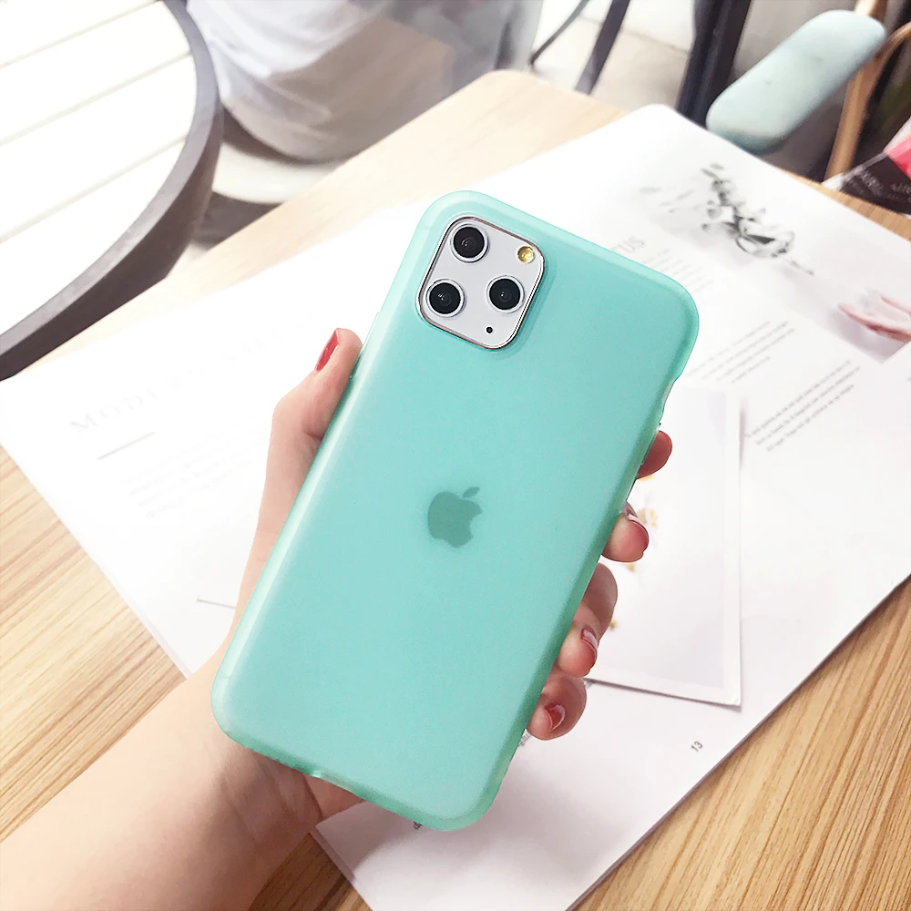 Прозрачный яркий однотонный чехол для телефона для iPhone 11 Pro Max X XR XS Max 6 6S 7 8 Plus Мягкая силиконовая задняя крышка на весь корпус Coque