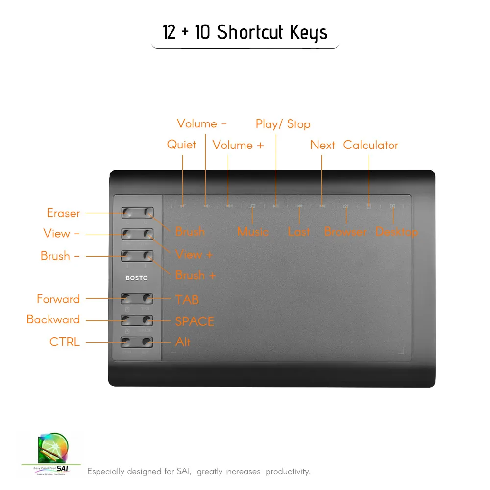 Планшет Bosto с цифровым графическим рисунком 10 ''* 6'' рабочая зона 8192 уровня