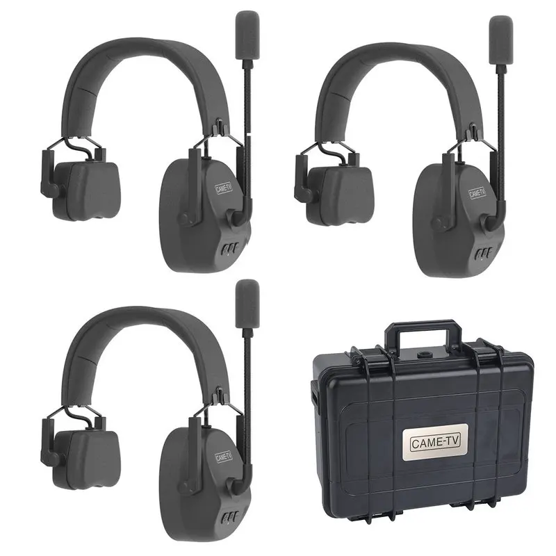 

CAME-TV Kuminik8 Single Ear Duplex Digital Wireless Headset Foldable 3 Pack Intercom Wireless Transmission communicator