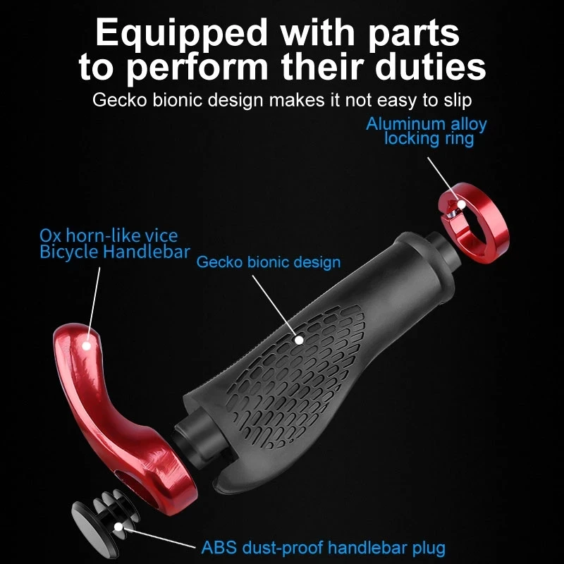 Bicycle Grip Handlebar End Cap Aluminium Alloy Lock Mountain Handle Bar Bike Anti-Skid Rubber Skid-Proof Grips -40 | Спорт и
