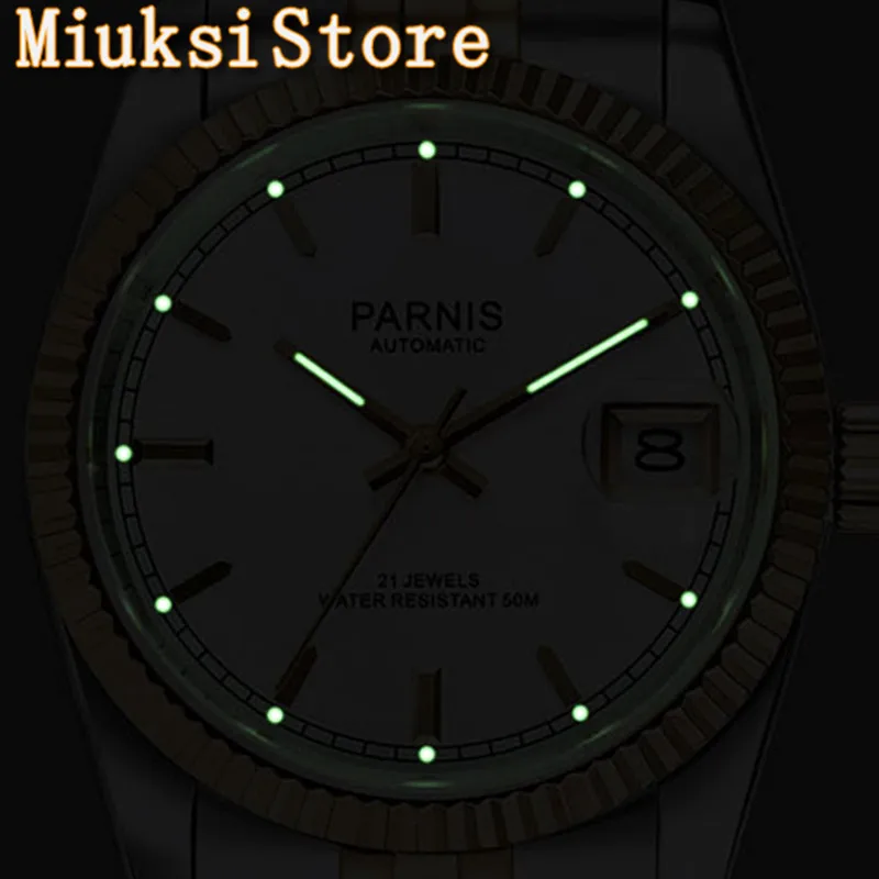 

Parnis ladies 36mm classic top mechanical watch silver gold case sapphire crystal 21 jewelry Miyota movement womens luxury watch