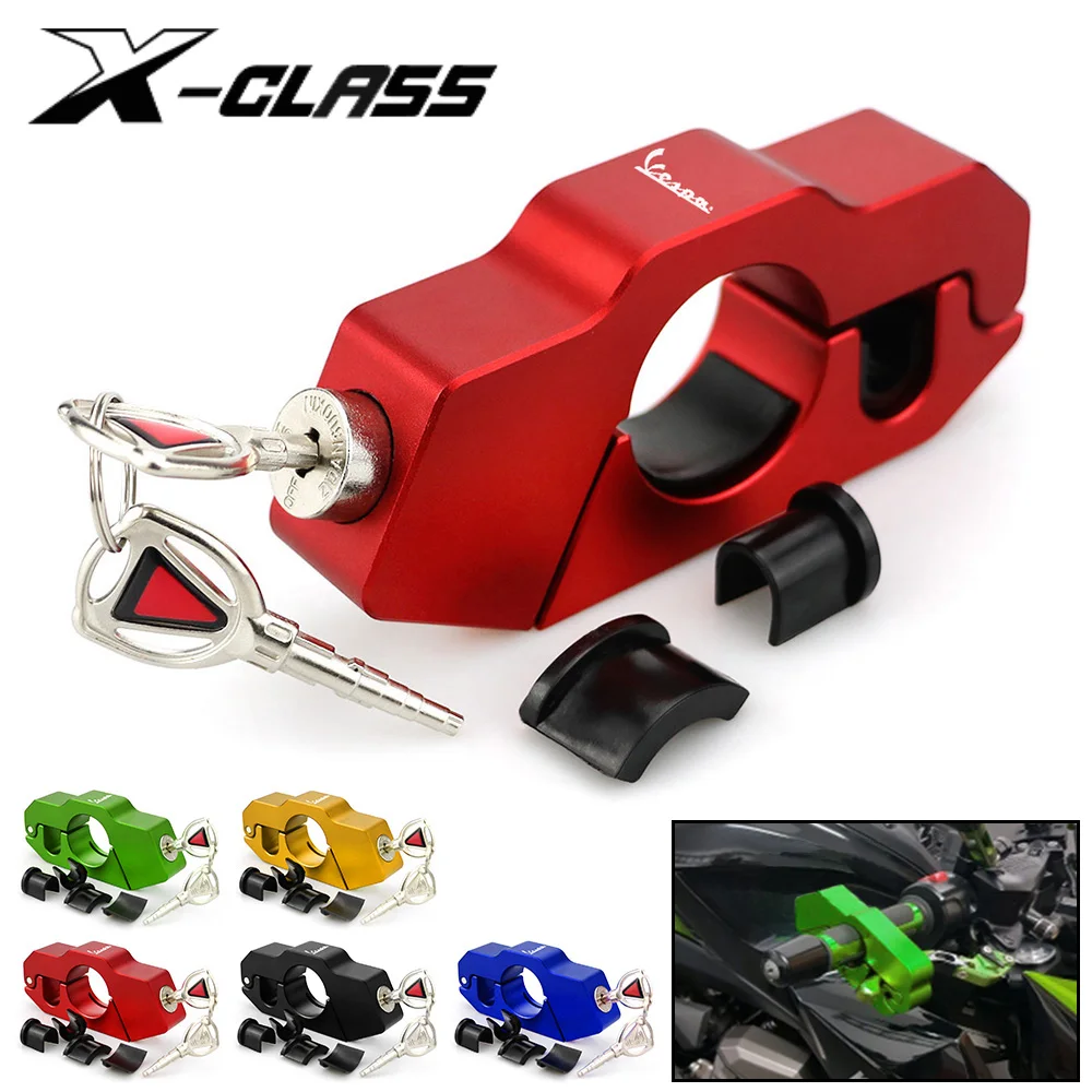 

Motorcycle Handle Grip Lock Brake Lever Theft Protection Locks Red Accessories for Vespa GTS 250 300 Sprint Primavera 150 LX150
